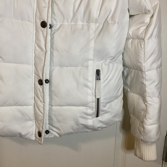Abercrombie & Fitch White Puffer Jacket Hooded Size S Skiing Snow Winter - Picture 3 of 15